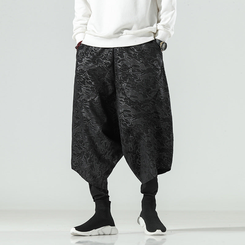 Embossed double-layer men's baggy pants