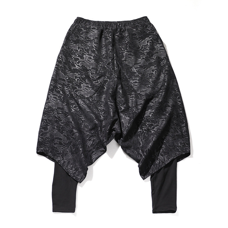 Embossed double-layer men's baggy pants
