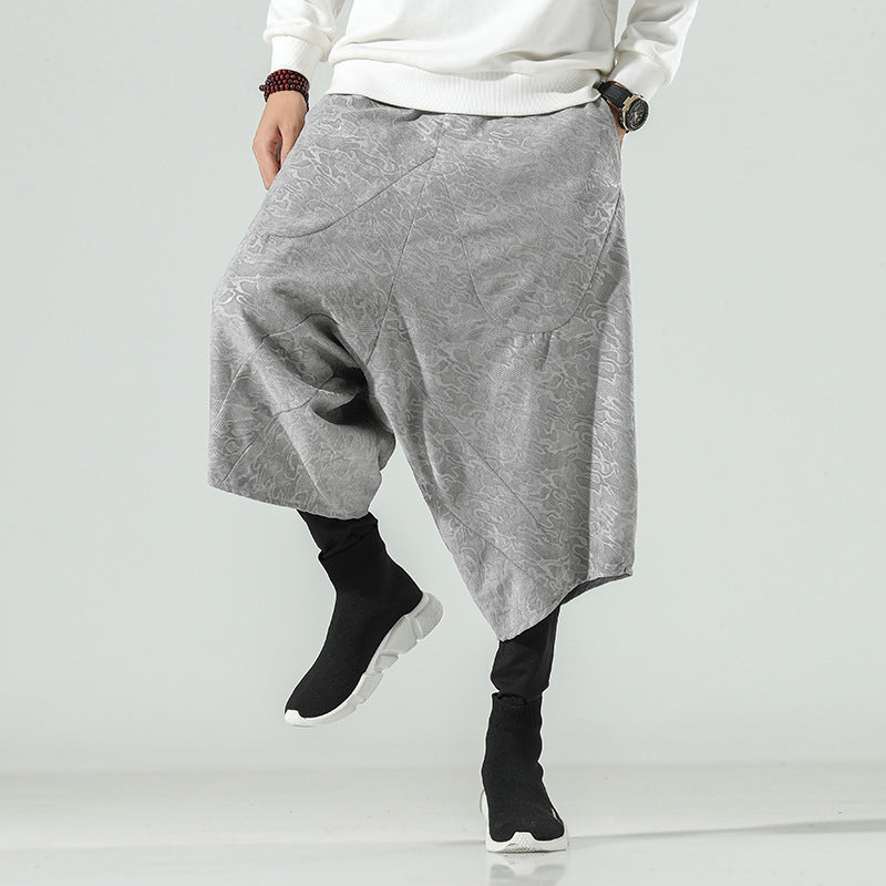 Embossed double-layer men's baggy pants