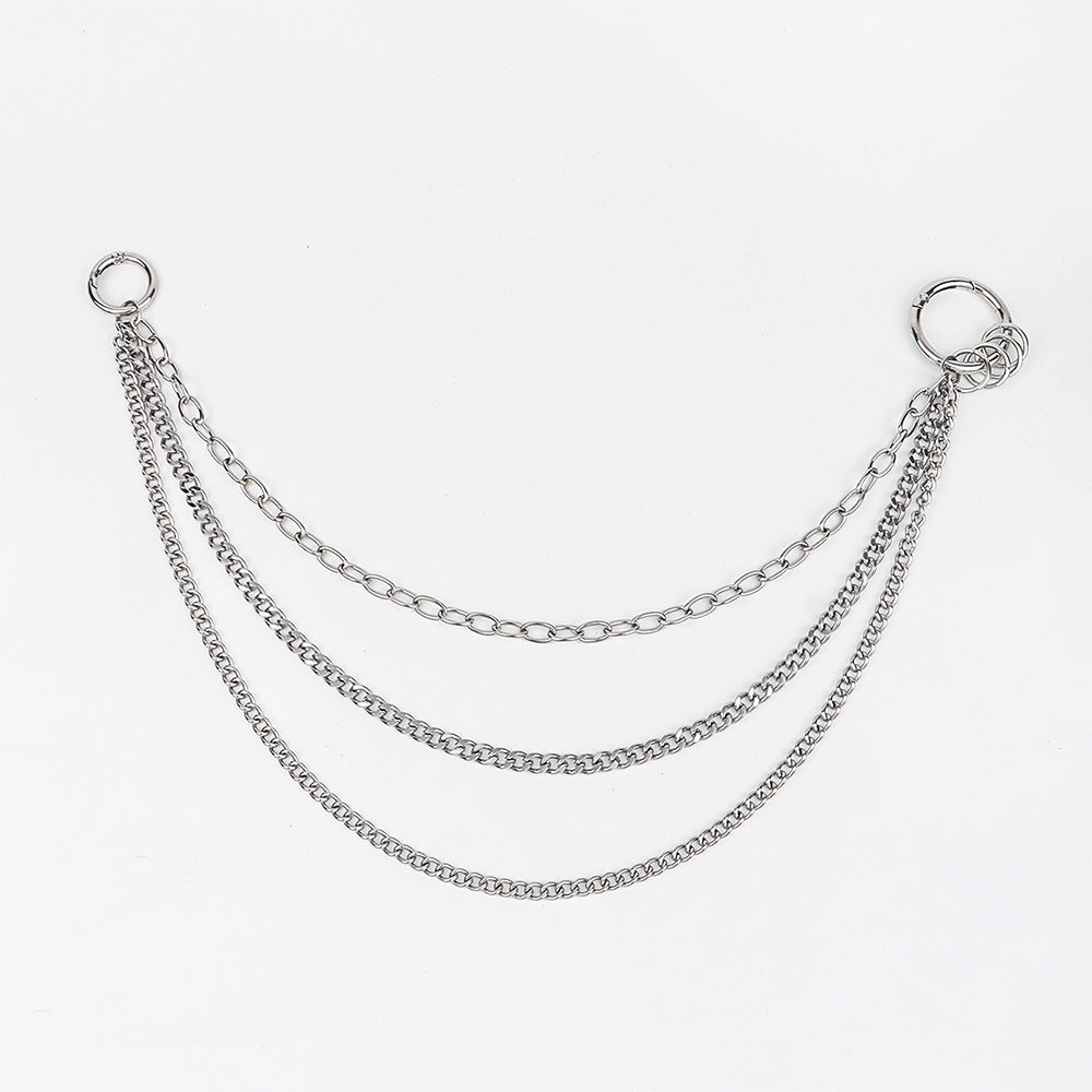 New Hip Hop Three Layer Silver Metal Pants Chain Fashion Punk Multi-layer Chain With Jeans Hip Dance Hipster Accessories