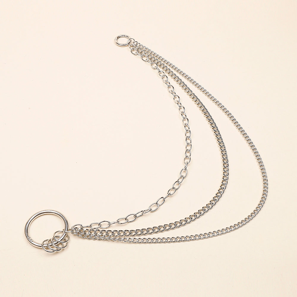 New Hip Hop Three Layer Silver Metal Pants Chain Fashion Punk Multi-layer Chain With Jeans Hip Dance Hipster Accessories