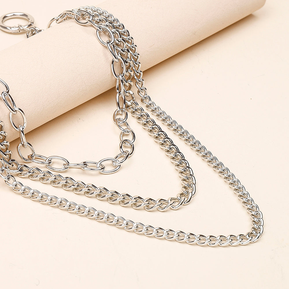 New Hip Hop Three Layer Silver Metal Pants Chain Fashion Punk Multi-layer Chain With Jeans Hip Dance Hipster Accessories