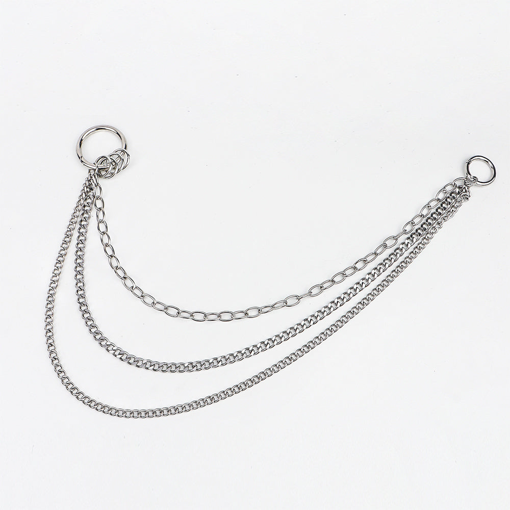 New Hip Hop Three Layer Silver Metal Pants Chain Fashion Punk Multi-layer Chain With Jeans Hip Dance Hipster Accessories