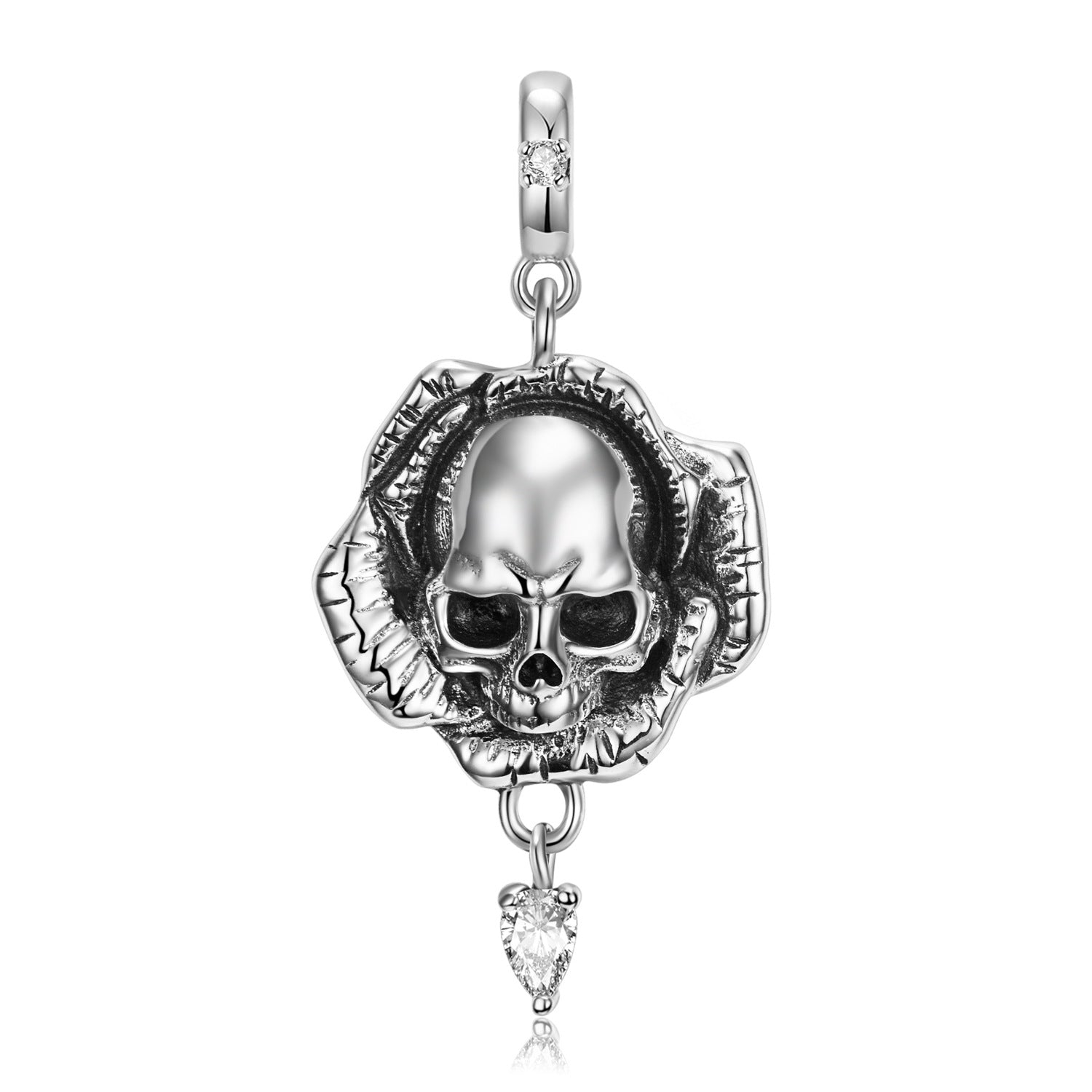 Skull Flower Pendant Dark Gothic Minority Personality Sterling Silver S925 Bracelet Diy Accessories