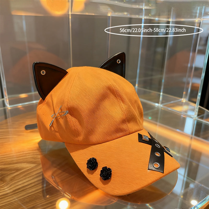 Y2K American Retro Cat Ears Flat Brim