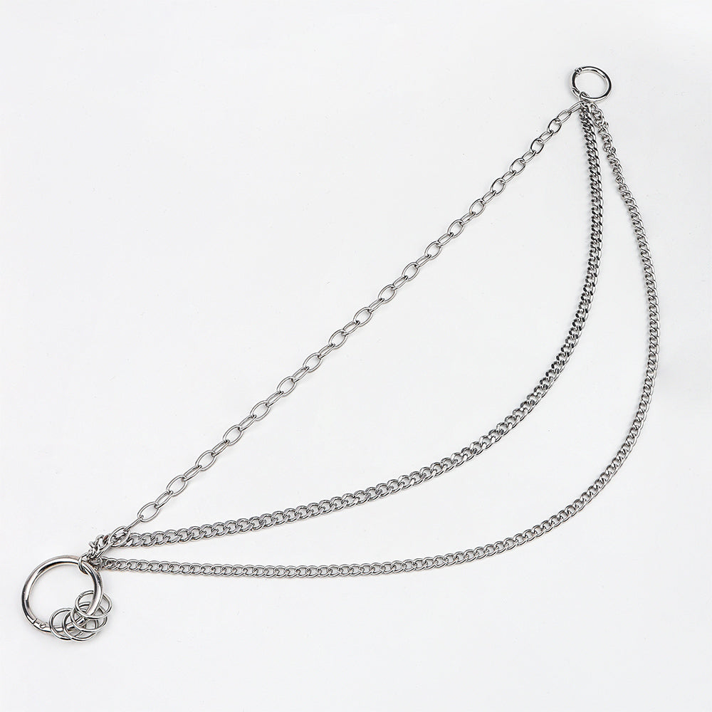 New Hip Hop Three Layer Silver Metal Pants Chain Fashion Punk Multi-layer Chain With Jeans Hip Dance Hipster Accessories