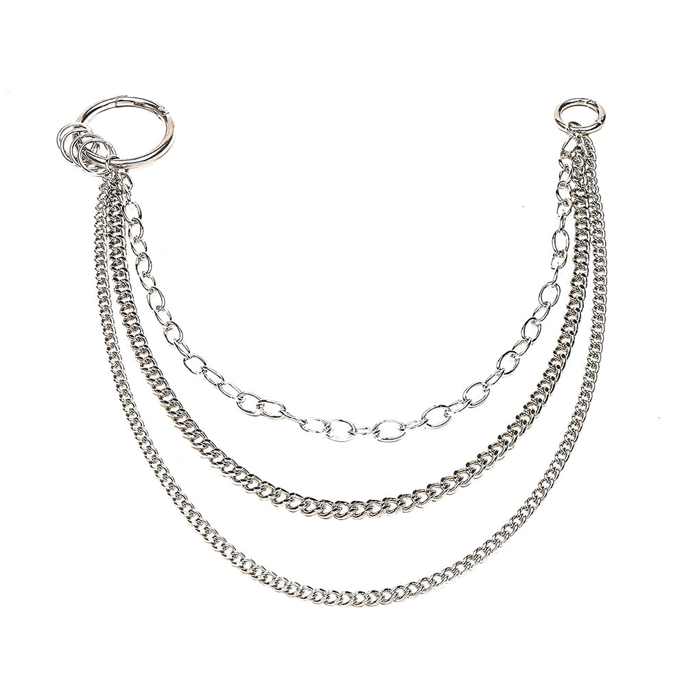 New Hip Hop Three Layer Silver Metal Pants Chain Fashion Punk Multi-layer Chain With Jeans Hip Dance Hipster Accessories